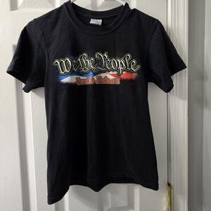 Black Graphic T-Shirt with 'We the People' Design